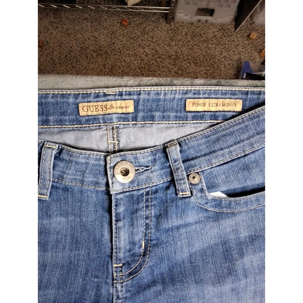 Guess Los Angeles Power Ultra Skinny Jeans Womens Medium Wash Low Rise‎ Denim 31